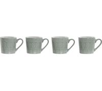 Lot de 4 tasses à anse Home ESPRIT vert faïence 360 ml 9,5 x 13 x 9,2 cm Mandala