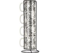 Lot de 4 tasses à anse Secret de Gourmet avec support Porcelaine
