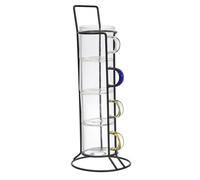 Lot de 4 Tasses à Café Avec Support "Paradis" 8cm Transparent