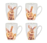 Lot de 4 tasses à café en porcelaine - Motif lapin de Pâques - 340 ml - Design de cuisine