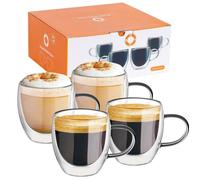 Lot de 4 tasses à café en verre borosilicate transparent isolé double paroi pour la maison, la cuisine, le bureau.150ml-keeper