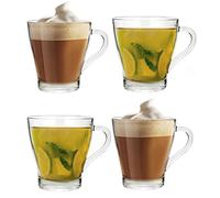 Lot de 4 tasses à café en verre transparent de 300 ml pour latte, cappuccino, expresso, chocolat chaud, tisane glacée