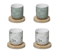 Secret de Gourmet – Coffret cadeau de 4 tasses en grès vert – 13 cl