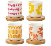 Lot de 4 Tasses à Café & Sous-Tasses "Fiesta Sud" 10cl Multicolore Multicolore G