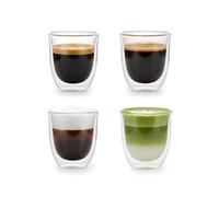 Lot de 4 tasses à expresso à double paroi de 150 ml - Tasses à café en verre isotherme pour lungo, double expresso et cappuccino - Verre borosilicate transparent compatible avec les machines Nespresso