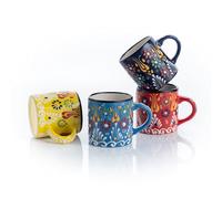 Lot de 4 tasses à expresso en céramique de 140 ml, faites à la main, tasses à expresso de 7 cm, tasses à expresso multicolores, passent au micro-ondes et au lave-vaisselle, tasse à café (SULTAN'S