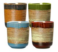 Lot de 4 tasses à expresso fabriquées à la main - 160 ml - En céramique - Fabriquées à la main - Paroi épaisse - Style personnel et design artistique uniques