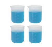 Lot de 4 tasses à lessive en silicone, 100 ml, matériau souple avec échelle de précision, réutilisable, design sans nettoyage pour machine à laver et résine de bricolage, savon, plâtre