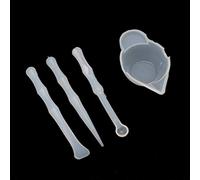 Lot de 4 tasses à mélanger en silicone - Tasses à mesurer - Cuillère - Grattoir pour résine - Outils de fabrication de bijoux - Moules de voiture