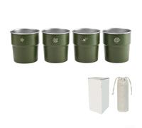 Lot de 4 tasses à pied en acier inoxydable 304, 300 ml pour le camping avec design empilable, portable pour les buveurs de café et d'eau en plein air (300 ml, vert)