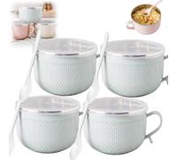 Lot de 4 tasses à repas de 750 ml avec couvercle, bols à soupe de Noël avec poignées et cuillère, bols en acier inoxydable double couche résistants à la chaleur, grandes tasses à soupe pour soupes
