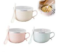 Lot de 4 tasses à repas de 750 ml avec couvercle, bols à soupe de Noël avec poignées et cuillère, bols en acier inoxydable double couche résistants à la chaleur, grandes tasses à soupe pour soupes