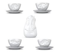 Lot de 4 tasses amusantes service à café-lot de 4 tasses à café avec soucoupes & 1 théière