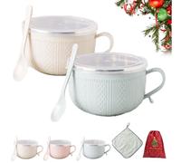Lot de 4 tasses de 708,7 g avec couvercles, 708,7 g avec couvercles, lot de 4 tasses à repas de Noël pour soupes, ragoûts, pâtes, salade, céréales, passe au lave-vaisselle (2 pièces-B)