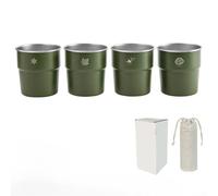 Lot de 4 tasses de camping de 300 ml en acier inoxydable 304, portables d'extérieur avec fonction empilable pour économiser de l'espace (300 ml, vert)