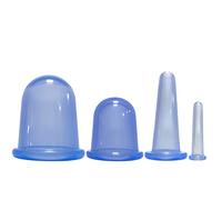 Lot de 4 tasses de massage en silicone avec ventouses de massage - Bleu