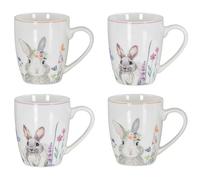 Lot de 4 tasses de Pâques en porcelaine - Motif lapin de Pâques - 300 ml