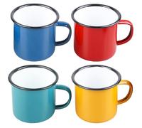Lot de 4 tasses en émail de 350 ml, rouge/bleu/vert/jaune, portables et réutilisables, en porcelaine, tasses à café, tasses à thé, tasses de camping légères pour la maison, les fêtes, le bureau ou le