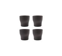 Lot de 4 tasses en grès gris foncé, sans poignée, forme effilée - House Doctor, Liss - 9x9x9 cm