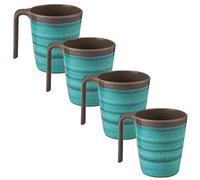 Lot de 4 tasses en mélamine - 400 ml - Aspect faïence - Vert/marron