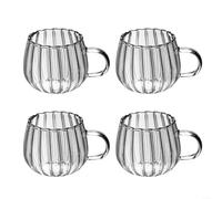 Lot de 4 tasses en verre nervurées verticales avec forme de citrouille résistantes à la chaleur pour le café, le thé, le lait, la maison, ensemble de verres transparents