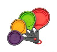 Lot de 4 tasses et cuillères à mesurer en silicone portables pour des mesures précises, pour le camping et les petites cuisines