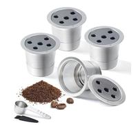 Lot de 4 tasses K réutilisables en acier inoxydable pour K eurig Supreme & Supreme Plus, filtre à dosettes K-eurig universel réutilisable et rechargeable à cinq trous