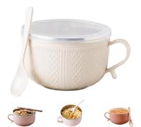 Lot de 4 tasses résistantes à la chaleur avec couvercles pour soupes, ragoûts et café, grandes tasses à repas avec poignées, idéales pour Noël, la cuisine et la salle à manger