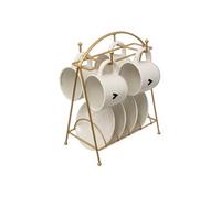 - Lot de 4 Tasses & Soucoupes sur Rack "The Floral" 26cm Blanc