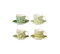 Lot de 4 Tasses & Sous-Tasses "Fiesta Sud" 22Cl Vert