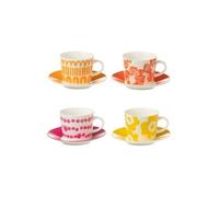 Lot de 4 Tasses & Sous-Tasses "Fiesta Sud" 9Cl Multicolore
