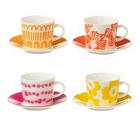 Lot de 4 Tasses & Sous-Tasses "Fiesta Sud" 9Cl Multicolore Multicolore G