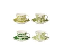 Lot de 4 Tasses & Sous-Tasses "Fiesta Sud" 9Cl Vert Vert G