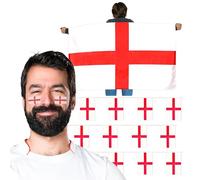 Lot de 4 tatouages temporaires avec drapeau anglais et drapeau anglais - Parfait pour les célébrations anglaises, les événements de rugby/football et autres événements