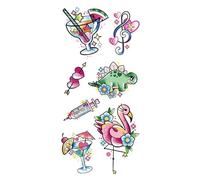 Lot de 4 tatouages temporaires imperméables motif lèvres, cerises, papillons, for le corps et les bras, for femmes et filles(ATL196)