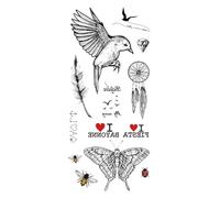 Lot de 4 tatouages temporaires imperméables motif lèvres, cerises, papillons, for le corps et les bras, for femmes et filles(ATL192)