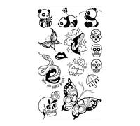 Lot de 4 tatouages temporaires papillon, rose, fleur, for femmes, adultes, enfants, filles, plumes, serpent, scorpion, faux tatouages, cou, bras, mains(CSQ015)