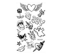 Lot de 4 tatouages temporaires papillon, rose, fleur, for femmes, adultes, enfants, filles, plumes, serpent, scorpion, faux tatouages, cou, bras, mains(CSQ003)