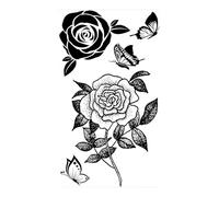 Lot de 4 tatouages temporaires papillon, rose, fleur, for femmes, adultes, enfants, filles, plumes, serpent, scorpion, faux tatouages, cou, bras, mains(CSQ041)