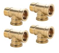 Lot de 4 Té d'Angle en Laiton 1/2 Pouce (1x AG + 2x IG) - Répartiteur 3 Voies à Sortie Latérale pour Machine à Laver, Lave-Vaisselle et Installation Sanitaire