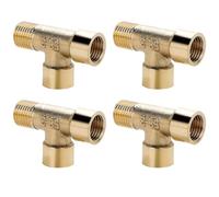 Lot de 4 Té d'Angle en Laiton 1/4 Pouce (1x AG + 2x IG) - Répartiteur 3 Voies à Sortie Latérale pour Installations Étroites, Guidage de Tuyaux et Chauffage au Sol