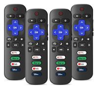Lot de 4 télécommandes de rechange uniquement pour Roku TV, compatibles avec tous les TCL/Hisense/Onn/Sharp/Philips / (ne convient pas pour Roku Stick, Box ou haut-parleur) (Noir obsidienne)