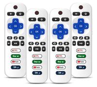 Lot de 4 télécommandes de rechange uniquement pour Roku TV, compatibles avec tous les TCL/Hisense/Onn/Sharp/Philips / (ne convient pas pour Roku Stick, Box ou haut-parleur) (blanc glacier)