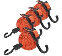 Lot de 4 tendeurs en caoutchouc ajustables avec crochets, refléchissants, avec crochets métalliques, 100 cm de tendeur plat orange, tendeurs en caoutchouc extra forts pour vélo, voiture, jardin, tarps