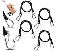 Lot de 4 tendeurs en caoutchouc avec mousqueton - 60 cm - Noir - En caoutchouc - Extra solide - Pour vélo, camping