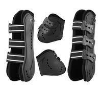 Lot de 4 tendons de sport équestre, résistant ventilé Sport Bottes de Brushing Boots Pair Guêtres de brossage bottes de saut pour cheval guêtres de repos pour l'équitation et l'écurie, L, noir