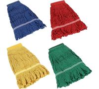 Lot de 4 têtes de balai à franges commerciales de rechange très résistantes, tête de balai à extrémité bouclée pour nettoyage humide en coton, recharge pour usage domestique, industriel et commercial