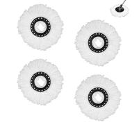 Lot de 4 têtes de balai à franges de rechange, rotatives à 360°, lavables, en microfibre, pour tête ronde universelle de taille standard