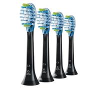 Lot De 4 Têtes De Brosse À Dents De Rechange Compatibles Avec Philips Sonicare C3, Blanches Ou Noires, For Brosse À Dents Électrique Plaque Defense.(4PCS Black -C3)