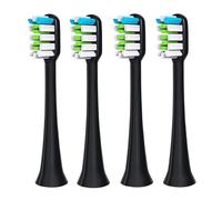 Lot de 4 têtes de brosse de rechange compatibles avec Ximalong, emballage sous vide avec housse anti-poussière(4pcs black)